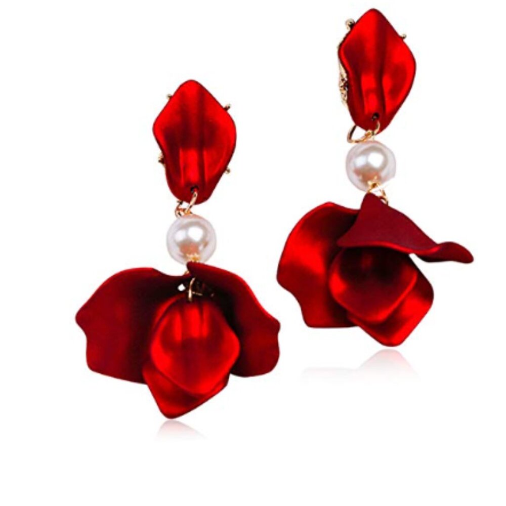 ❤️Zara's Frosted Red Petal Drop Earrings❤️